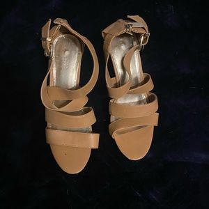 Tan wedge heels
